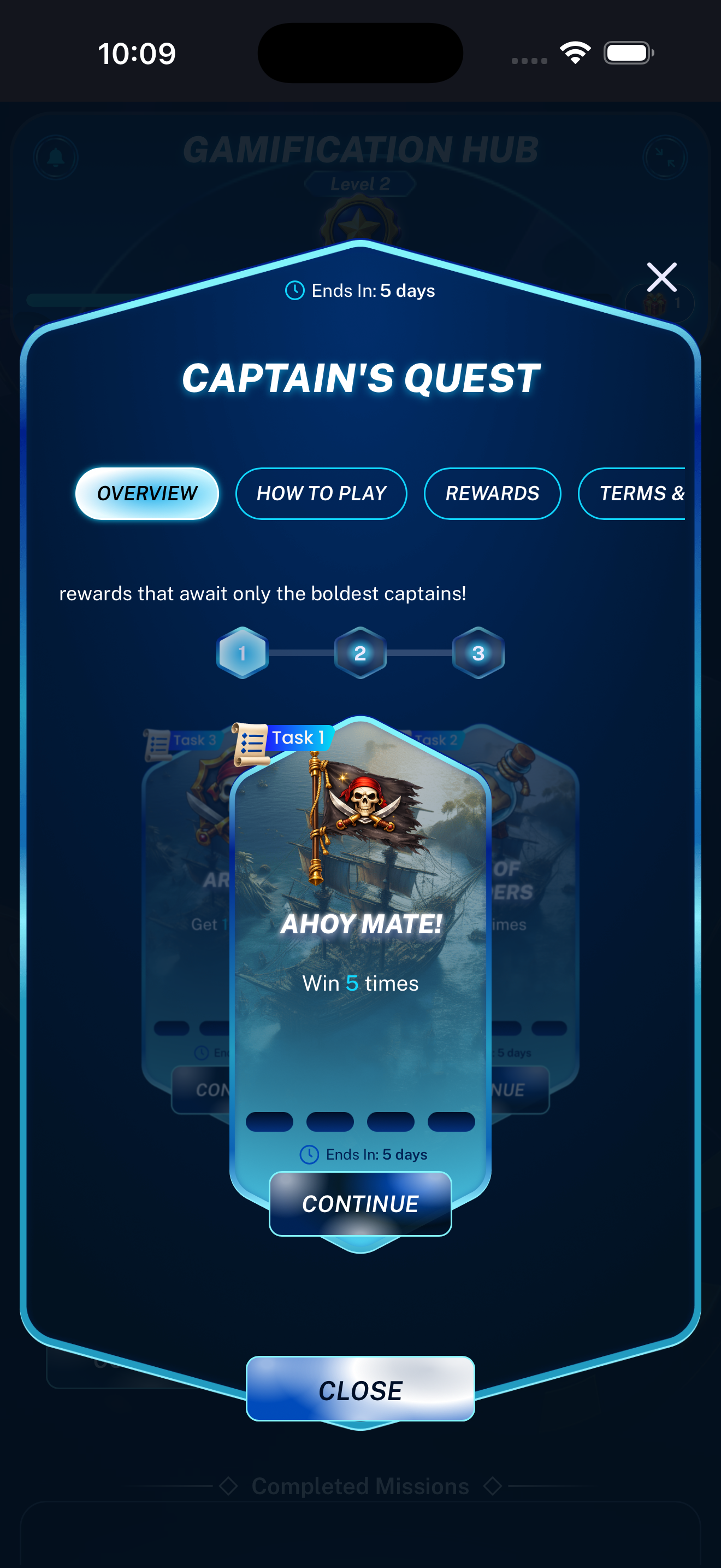Opted-in Mission Challenges displayed on a mobile phone